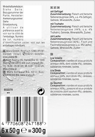 Nassfutter für Katzen, Fresh&Fine Feine Vielfalt (MSC), Multipack 6x50g Sheba