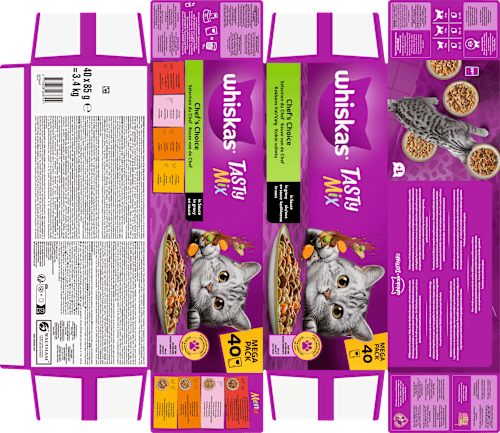 Nassfutter Katze Chef's Choice in Sauce, Tasty Mix Megapack (40x85 g) Whiskas