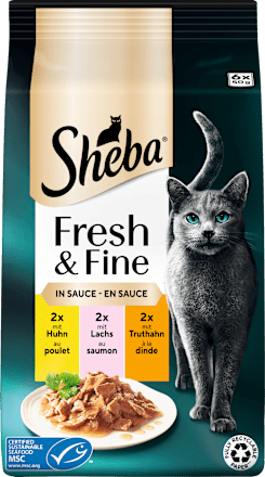 Nassfutter Katze Fresh & Fine Huhn, Lachs & Truthahn in Sauce Sheba