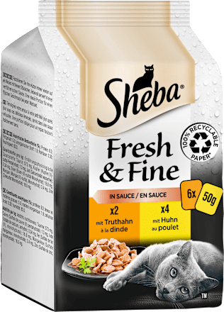 Nassfutter Katze mit Huhn & Truthahn, fresh & fine, Multipack (6x50 g) Sheba