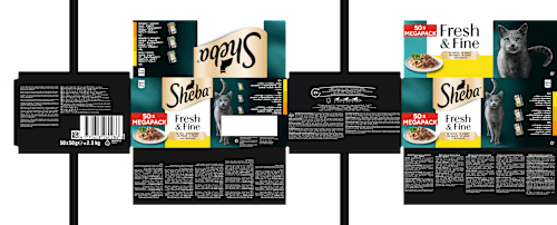 Nassfutter Katze Geflügel in Sauce, fresh & fine Megapack (50x50 g) Sheba