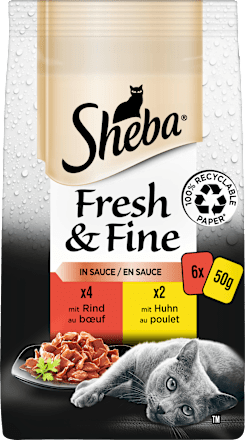 Nassfutter Katze Rind & Huhn, fresh & fine Multipack (6x50 g) Sheba