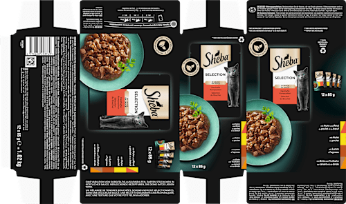 Nassfutter Katze, herzhafte Komposition - Selection in Sauce, Multipack (12x85 g) Sheba