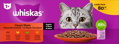 Nassfutter Katze klassische Auswahl in Sauce, Jumbopack (80x85 g) Whiskas