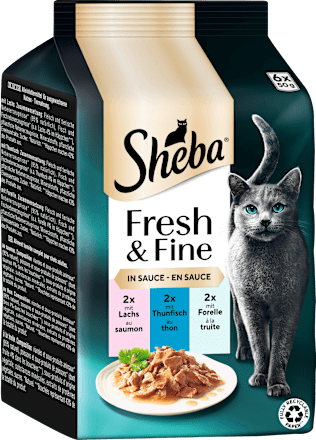 Nassfutter Katze mit Lachs, Thunfisch & Forelle, fresh & fine, Multipack (6x50 g) Sheba