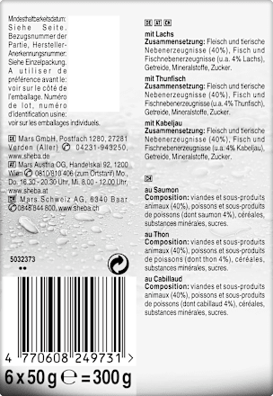 Nassfutter für Katzen, Fresh & Fine, Fisch Variation in Sauce, MP, 6x50g Sheba