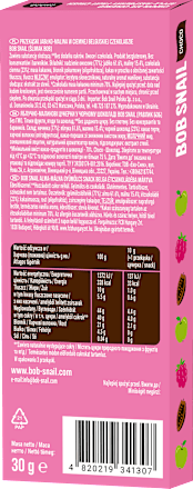 Przekąska jabłkowo-malinowa w ciemnej czekoladzie  Bob Snail