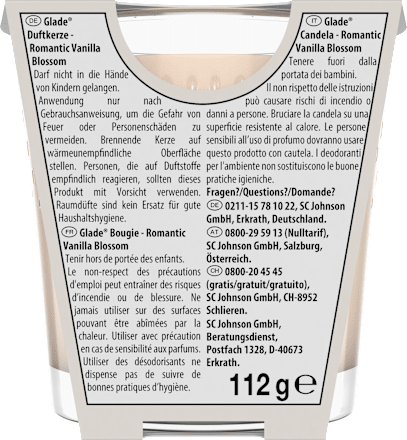 Duftkerze im Glas Romantic Vanilla Blossom 112 g glade