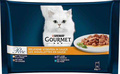 Nassfutter Katze Perle Erlesene Streifen Fisch- & Fleischvariation Purina Gourmet