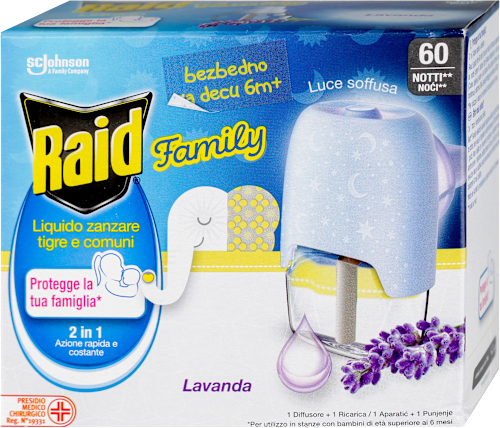 Električni uređaj sa tečnošću protiv komaraca Family 36 ml – lavanda Raid