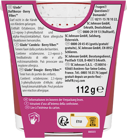 Duftkerze im Glas Berry Vibes 112 g glade