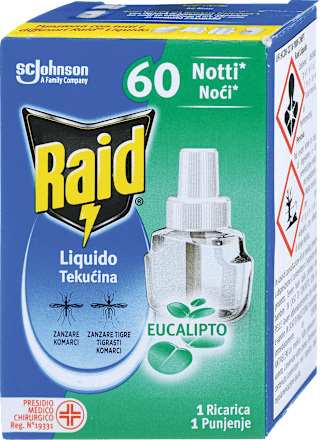 Ricarica 60 notti all'eucalipto contro le zanzare Raid