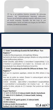 Lufterfrischer Aromatherapy Diffuser Nachfüller Pure Happiness glade