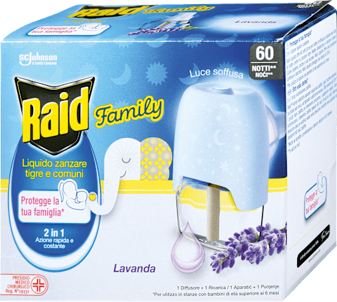 Električni aparatić sa tekućinom protiv komaraca Family - lavanda Raid