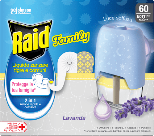 Električni aparatić sa tekućinom protiv komaraca Family - lavanda Raid