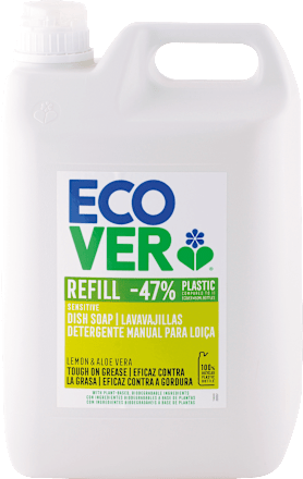 Čistiaci prostriedok na riad Sensitive Lemon & Aloe vera - náhradná náplň ecover