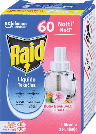 60 noći - tečna dopuna za eletrični aparat protiv komaraca - ulje ruže i sandalovina Raid