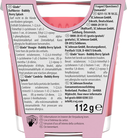 Duftkerze im Glas Bubbly Berry Splash 112 g glade