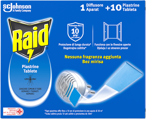 Električni aparat + 10 tableta za električni aparat protiv komaraca Raid