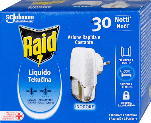 Električni aparat protiv komaraca + tečnost, 30 noći Raid
