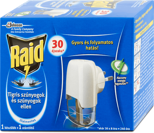 Elektromos szúnyogirtó párologtató készülék és utántöltő Raid