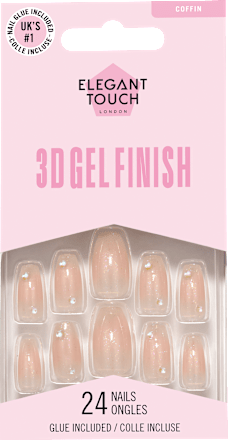 Künstliche Nägel 3D Gel Finish Coffin Elegant Touch