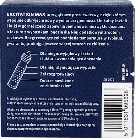 Prezerwatywy lateksowe prążkowane EXCITATION MAX  UNIMIL