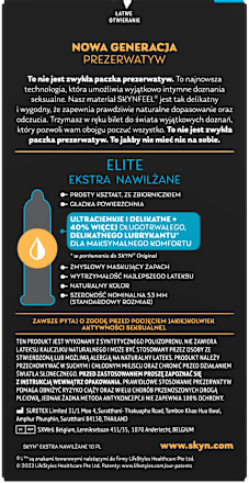 Prezerwatywy Elite Ekstra nawilżane SKYN