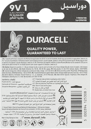 Bateria alkaliczna 9V  DURACELL