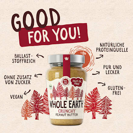 Erdnussbutter, Crunchy Peanut Butter WHOLE EARTH