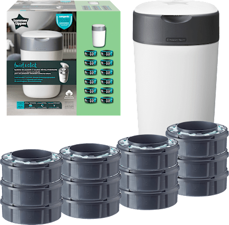 Windeleimer Twist & Click inkl. 12 Nachfüllkassetten, weiß Tommee Tippee