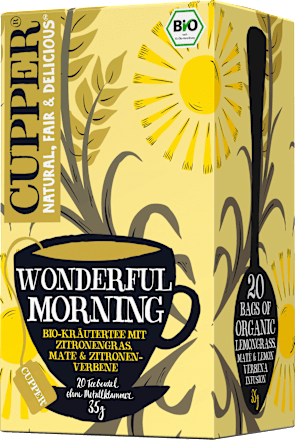 Kräutertee "Wonderful Morning" mit Zitronengras, Mate & Zitronenverbene (20 Beutel) Cupper