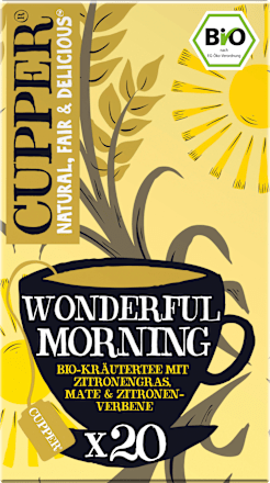 Kräutertee "Wonderful Morning" mit Zitronengras, Mate & Zitronenverbene (20 Beutel) Cupper