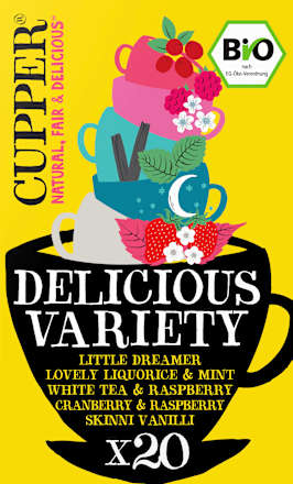 Früchtetee "Delicious Variety", 5 Sorten (20 Beutel) Cupper