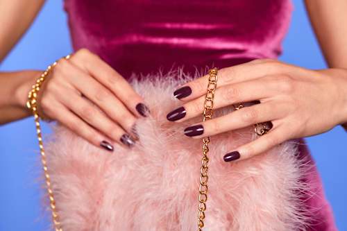 Künstliche Nägel Black Cherry Oval Elegant Touch