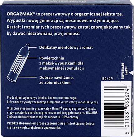 Prezerwatywy lateksowe z maxi-wypustkami ORGAZMAX UNIMIL