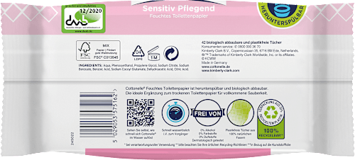 Feuchtes Toilettenpapier Sensitiv Pflegend Cottonelle