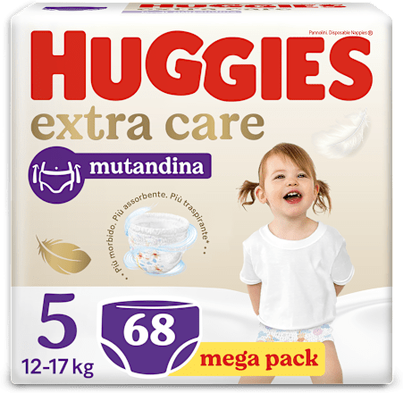 Pannolini a mutandina extra care mega pack taglia 5 (12-17 kg) Huggies