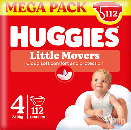 Pannolini Little Movers Mega Pack taglia 4 (7-18 kg) Huggies