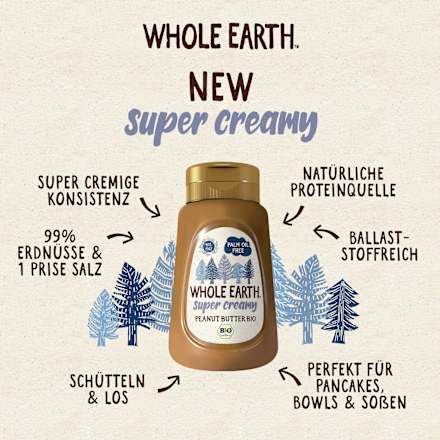 Erdnussbutter, super creamy WHOLE EARTH