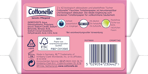 Feuchtes Toilettenpapier Sensitive Pflege (2x42 St) Cottonelle