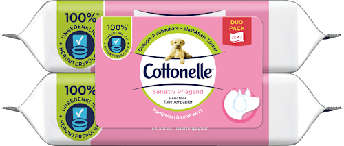 Feuchtes Toilettenpapier Sensitive Pflege (2x42 St) Cottonelle