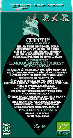 Kräutertee mit Süßholz & Minze (20 Beutel) Cupper