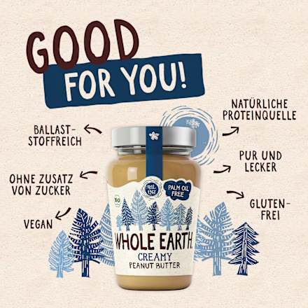 Erdnussbutter, Creamy Peanut Butter WHOLE EARTH