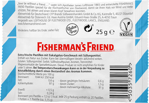 Pastillen, Eucalyptus, ohne Zuckerzusatz Fisherman's Friend