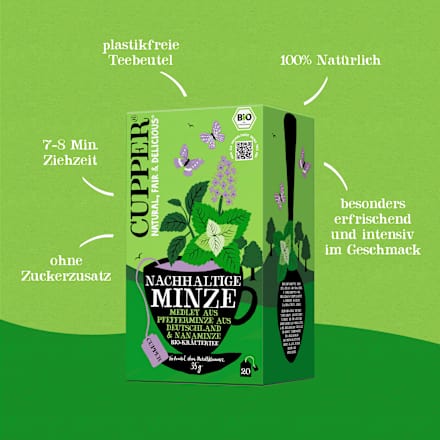 Kräutertee "Nachhaltige Minze" (20 Beutel) Cupper
