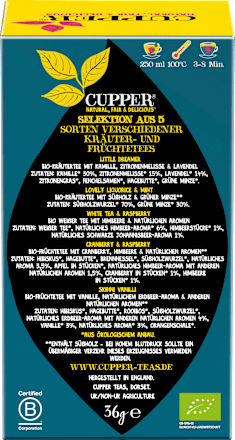Früchtetee "Delicious Variety", 5 Sorten (20 Beutel) Cupper