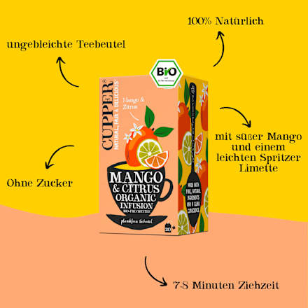 Früchtetee Mango & Citrus Organic Infusion Cupper