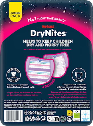 Pyjama Pants Mädchen 8-13 Jahre, Jumbopack HUGGIES DryNites