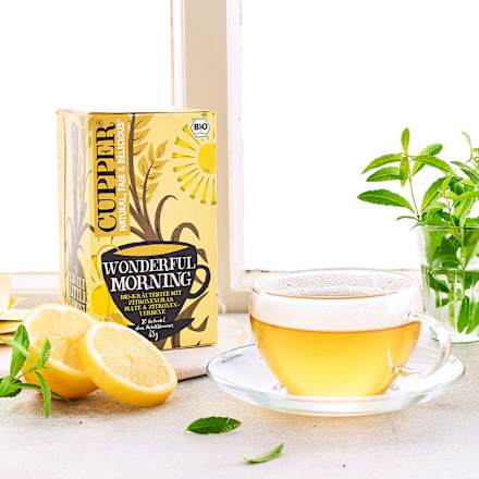 Kräutertee "Wonderful Morning" mit Zitronengras, Mate & Zitronenverbene (20 Beutel) Cupper
